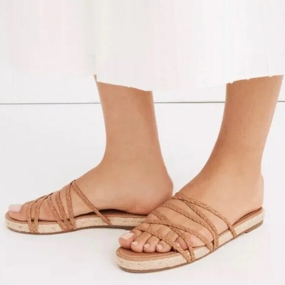 NEW Madewell Kathryn Tan Leather Braided Strappy Espadrille Sandals / Slides - Picture 16 of 16